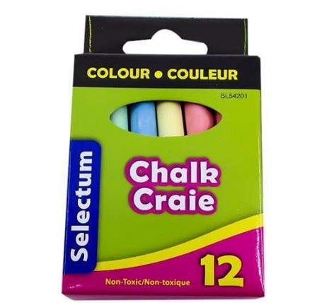Selectum chalk, assorted colours. 12 pack.