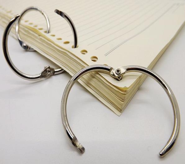 Metal, loose leaf rings, 1", single.