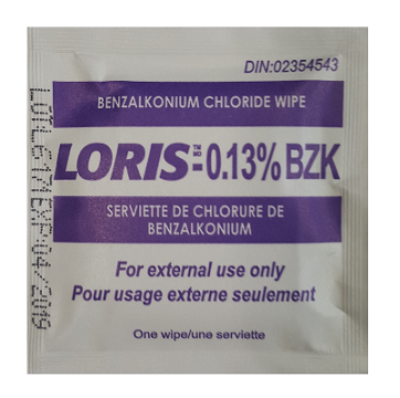 Loris 0.13% Benzalkonium Chloride Wipes - 100 Box