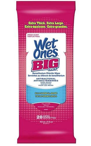 Wet Ones Big Ones Antibacterial Wipes 28pk