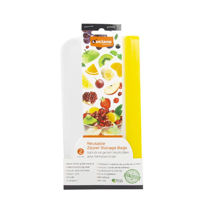 Luciano 2-pc Reusable Ziplock Bags, 8.25" x 4.5", Sleeve Card