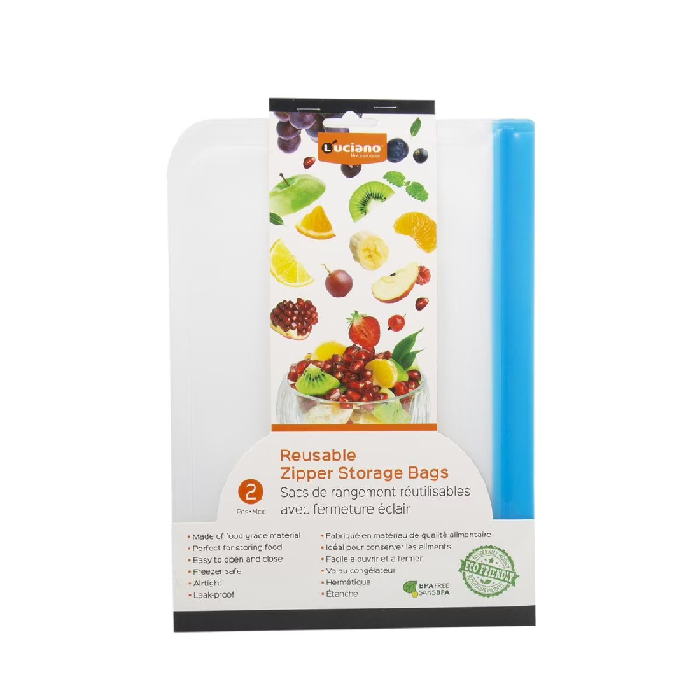 2-pc Reusable Ziplock Bags, 10" x 7.75", Sleeve Card