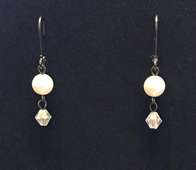 Pearl & Crystal Costume Earrings