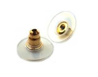WOT findings. Earring, clear plastic disc-backing, w/silver coloured stud. 1/2". 12 pack.