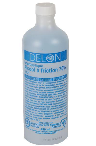 Delon Isopropyl Alcohol, 70%. 473 ml bottle.