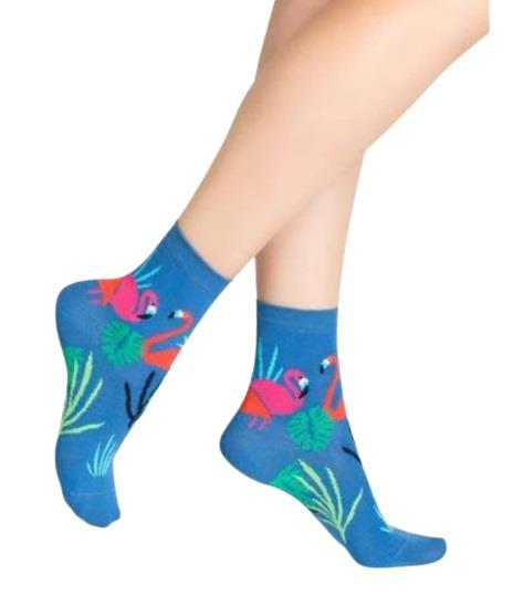Bleuforet Women's Pink Flamingo Pattern Ankle Socks