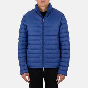 Save The Duck Men's Morgan Jacket in Eclipse Blue with blue faux fur lining