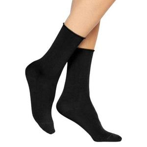 Bleuforet Cotton Roll-Top Socks in Black