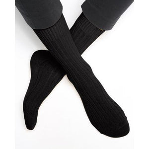 Bleuforet Men's Cashmere Ribbed Socks in Black
