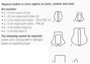 Unique Zipper Repair Kit - Clothing Zippers