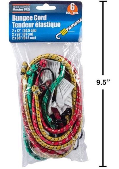 Home Essentials Bungee Cord 6 pack assorted