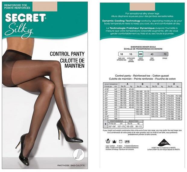 Undercontrol by SECRET® sheer leg high waist pantyhose 