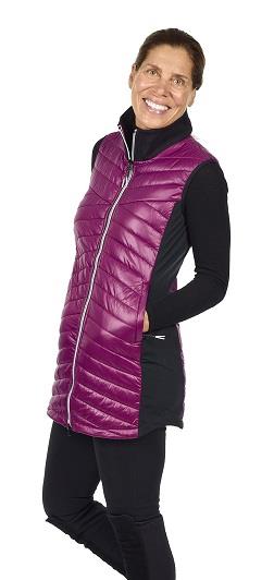 OHSHO Liana Insulated Vest in purple with black stretchy side panels
