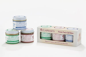 3 pack Claphams products against white background