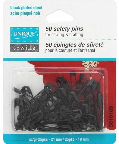 Unique 50 pk Assorted Black Safety Pins