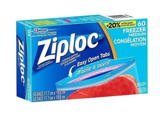 Ziploc Medium Freezer Bags - 60 Box
