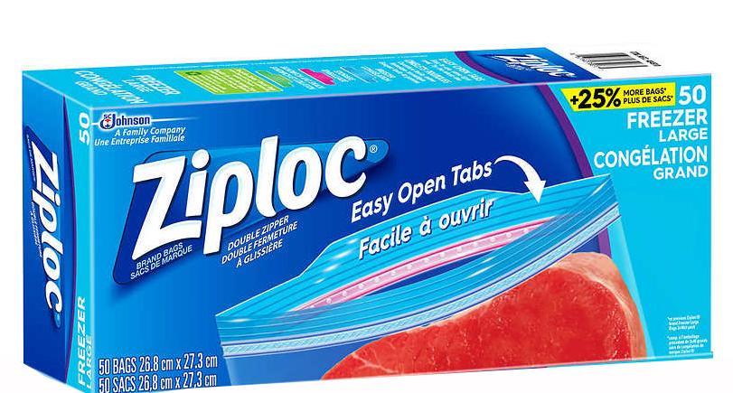 Ziploc Large Freezer Bags 50 box - wotever inc.