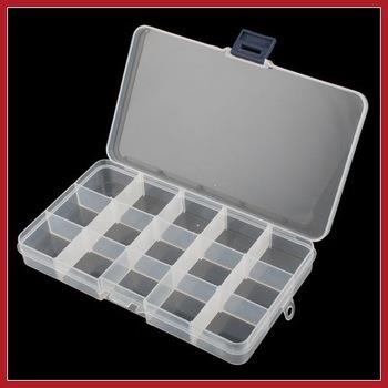 Tackle stowaway box. 15 adjustible compartments. Clear plastic