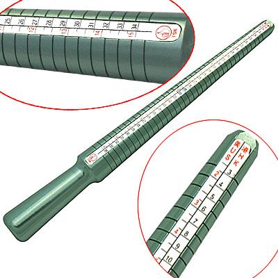 Ring sizer stick. Aluminium. Double sided, universal sizes