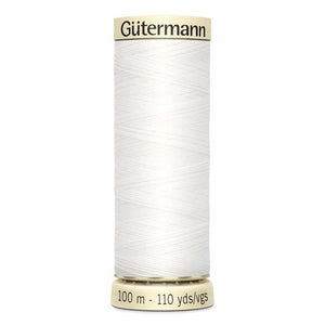Gutermann thread, polyester. 100m. #20 white.