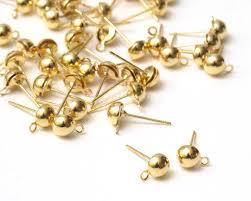 WOT Findings Gold Coloured Earring Post w/Loop 12 mm 12 Pack