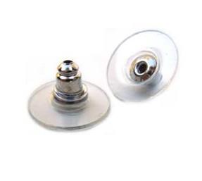 Silver Stainless Steel Bullet with Plastic Disc Earring Back - 100 pieces