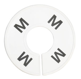 Divider, circle, (donut). 'M' for medium. White. Single.