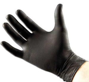 Black Forte Disposable Black Nitrile Gloves Box - Medium