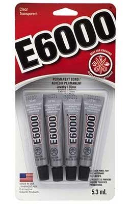 E6000 Adhesive Industrial Strength Mini 5.3ml Tube 4 pack