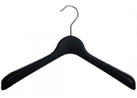 Hangers, 100 box, fur coat. 4" Chrome Hook, thick black plastic.