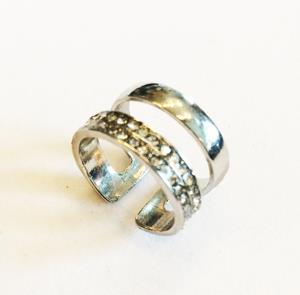 Silver "Two Ring Look", Adjustable Costume Ring