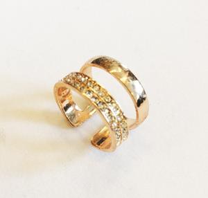 Gold "Two Ring Look", Adjustable Costume Ring