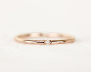 Rose Gold Wedding Band. W/tiny solitaire