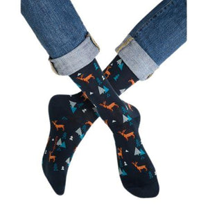 Bleuforet Men's Collection Forest and Stag Patterned Socks